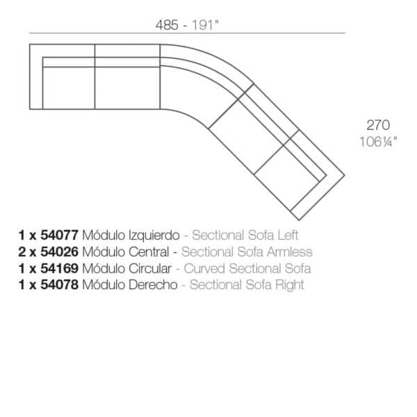 Vondom Vela Sectional Sofa Circular Armless