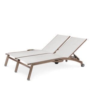 Pavilion Pinecrest Double Chaise Lounge w/ Wheels and Side Trays (straight seat)
