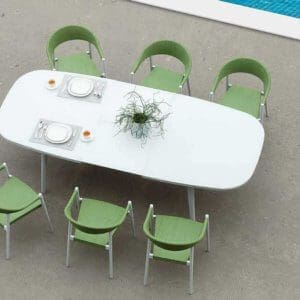 CONTRACT PRAGE EXTENDABLE DINING TABLE W/ GLASSTOP
