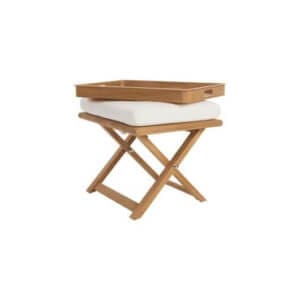SUMMIT SUNDECK SD344 FOLDING FOOTREST/TABLE W/ CUSHION AND TEAK TRAY