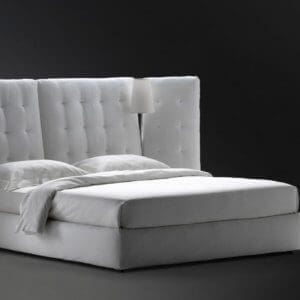 Angle bed with side panels quilted headboard