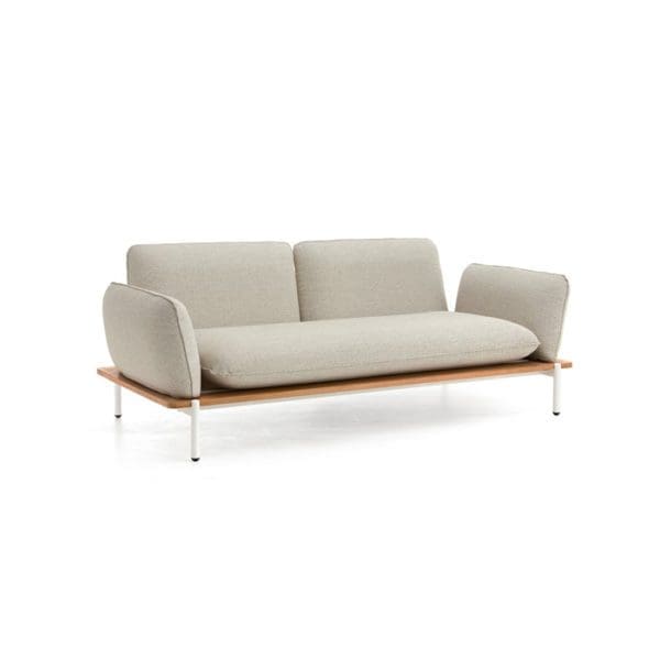 Pillow 2 Seater Sofa With Wood Grain PL Alu Base Slats
