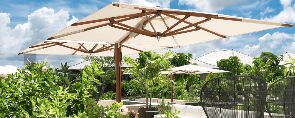 4 Ways to Reinvent your Outdoor Spaces with Tuuci Cantilevered Umbrellas Double Projections for Moderate Gatherings