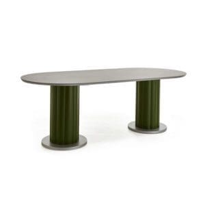 Lotus Dining Table With Ceramic Top & Double Pedestal Base