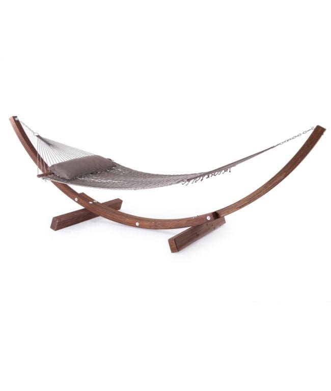 Amanda Hammock with Net in Grey Melange Polypropylene and Wood Base Amanda Hammock with Net in Grey Melange Polypropylene