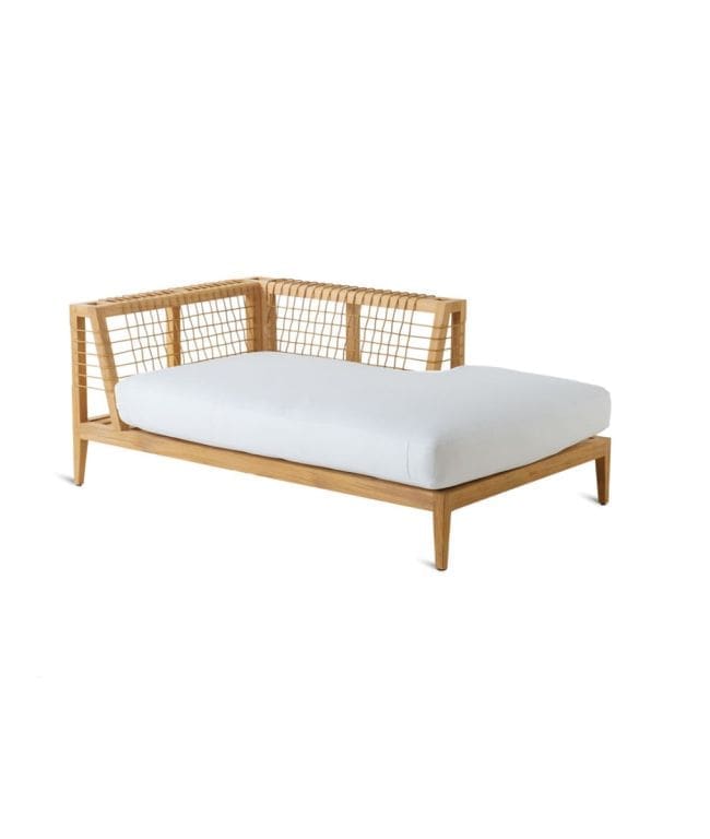 Unopiu Synthesis Right/Left Chaise in Teak and WaProLace Unopiu Synthesis Right/Left Chaise in Teak and WaProLace