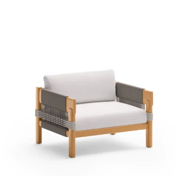 Unopiu Cora armchair in teak and rope with cushions Unopiu Cora armchair in teak and rope with cushions