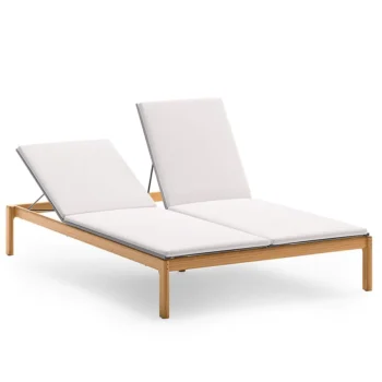 Unopiu Cora double sun lounger in teak and textilene Unopiu Cora double sun lounger in teak and textilene