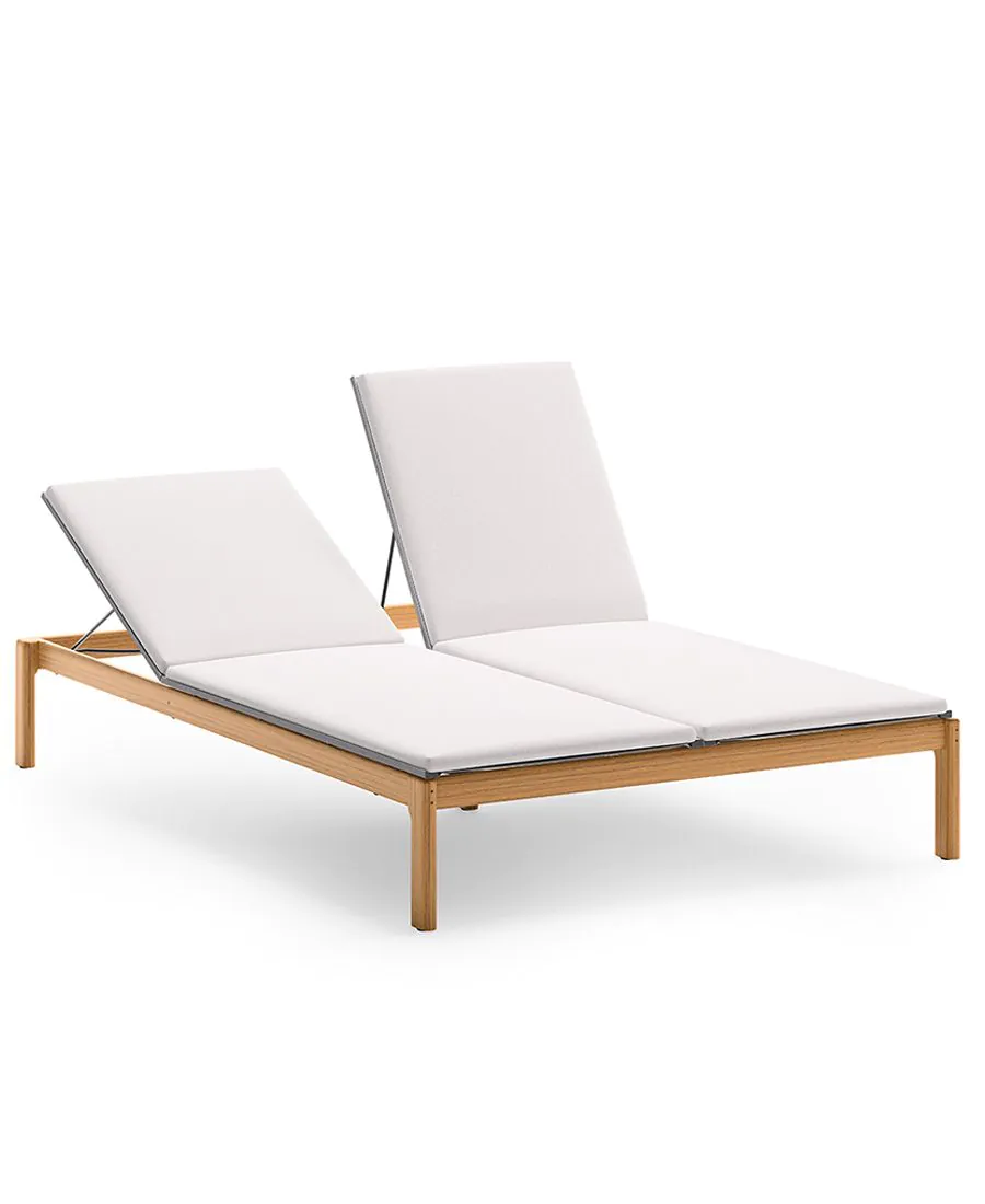 Unopiu Cora double sun lounger in teak and textilene