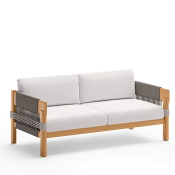Unopiu Cora sofa in teak and rope with cushions Unopiu Cora sofa in teak and rope with cushions